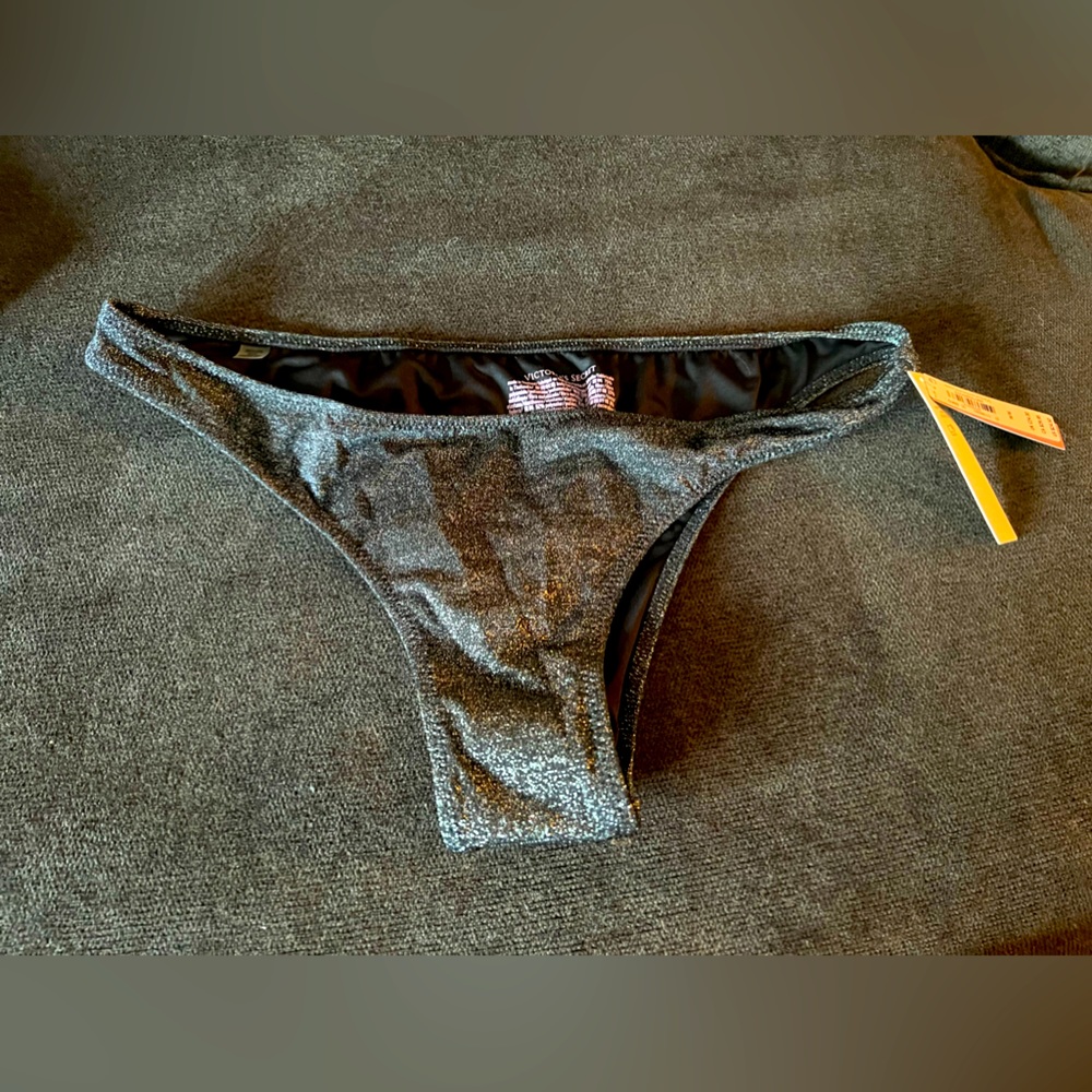 Victoria secret bikini bottom metallic dark gray NWT